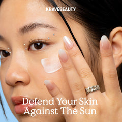 KraveBeauty detalle de la etiqueta con ingredientes y protección visible
