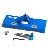 Kreg concealed hinge jig front overview showing stable guide and body for precise drilling