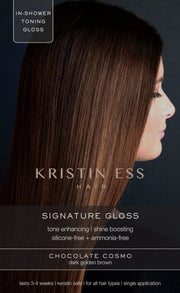 Kristin Ess empaque frontal del gloss chocolate cosmo con brillo mejorado