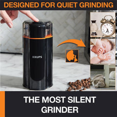 KRUPS Silent Vortex moliendo especias frescas, versatilidad culinaria inmediata