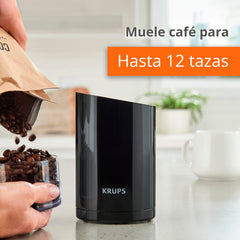 KRUPS tolva de 3 oz mostrando capacidad para varias tazas o especias