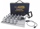 KS set de ventosas frontal mostrando 19 copas y estuche, almacenamiento profesional