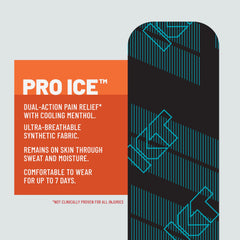 KT Tape Pro Ice comparación de tamaño con una mano para ver la longitud de la tira de 10 pulgadas