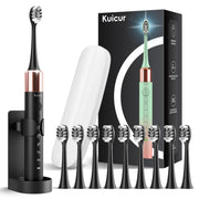 Kuicur vista frontal del cepillo negro mostrando diseño y botones para control