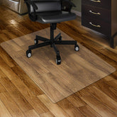 Kuyal clear chair mat front view showing transparent protection and floor visibility