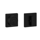 kwikset 660 matte black front view showing sleek square exterior and modern curb appeal