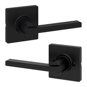 Kwikset vista frontal de la palanca Casey en negro mate, moderno y resistente