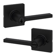 Kwikset Casey front view matte black showing modern lever and secure look