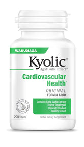 Kyolic frasco frontal mostrando etiqueta y beneficio cardiovascular