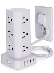 KZNXCVI torre frontal mostrando 12 enchufes y 4 USB para organización