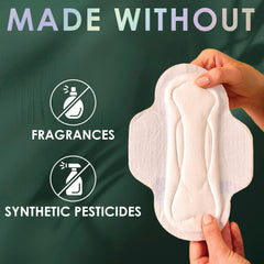 L. side profile showing L. overnight pad length for extended back protection