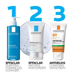 La Roche-Posay gel dispensado en mano resaltando control de grasa