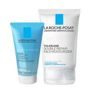La Roche-Posay front packaging showing compact travel set and clear labeling benefits