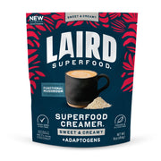 Laird Superfood frente del empaque mostrando diseño y tamaño, conveniencia visual