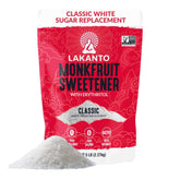 Lakanto front of bag showing brand and 5 lb size, convenient bulk storage benefit