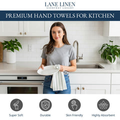 LANE LINEN textura de algodón en primer plano que muestra absorción y durabilidad