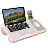 LapGear pink lap desk front view showing workspace and built-in handle for portability