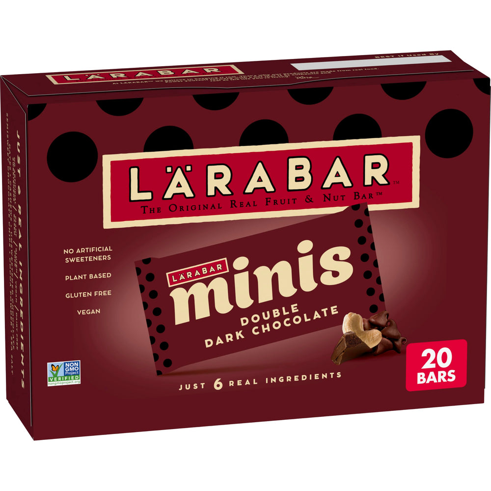 LÄRABAR frente del empaque mostrando mini barritas y beneficios portátiles