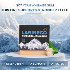 Larine co close-up of single gum tablet highlighting smooth surface and chewability