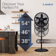 Lasko ventilador ajuste de altura demostrando versatilidad y alcance