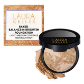 LAURA GELLER front pan medium shade showing color and packaging benefit even coverage