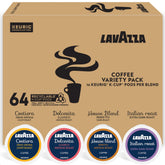 Lavazza paquete frontal 64 cápsulas mostrando variedad y conveniencia