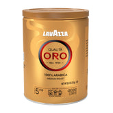 Lavazza Qualità Oro frente de la lata mostrando diseño y conservación