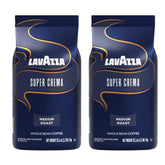 Lavazza Super Crema front packaging showing two 2.2 lb bags and bold branding