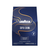 Lavazza Super Crema bolsa frontal mostrando 22 oz y diseño de marca, garantiza autenticidad