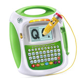 LeapFrog Mr. Pencil front view showing green casing and buttons for guided writing benefit