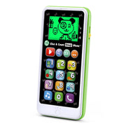 LeapFrog teléfono frontal mostrando botones iluminados, atractivo y educativo