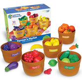 Learning Resources front view of set showing baskets and produce, supports organized play