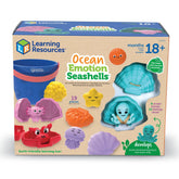 Learning Resources vista frontal del cubo con todas las piezas y beneficio de organización