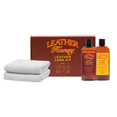 Leather Honey front packaging showing complete kit and benefit of all-in-one care