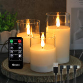 LEDHOLYT glass candles front view showing elegant glow and safe ambience