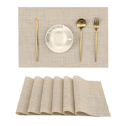 Leetaltree vista frontal del set de 6 individuales beige que embellece la mesa