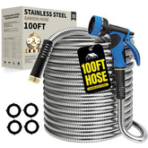 Lefree front view showing metal hose and nozzle for durable watering