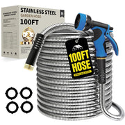 Lefree front view showing metal hose and nozzle for durable watering