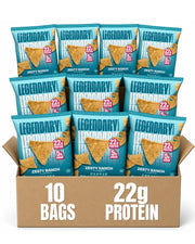 Legendary Foods paquete frontal mostrando sabor Zesty Ranch y alto aporte proteico