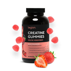 LEGION sour strawberry gummies front package showing product branding and convenience