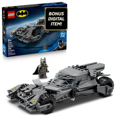 LEGO Batmobile vista frontal mostrando diseño imponente y juego