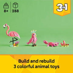 LEGO cacatúa con cabeza giratoria demostrando movimiento y juego