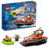 LEGO barco de rescate frontal mostrando diseño flotante y colores vivos