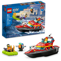 LEGO barco de rescate frontal mostrando diseño flotante y colores vivos