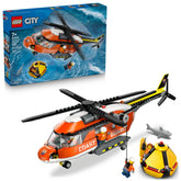 LEGO helicóptero guardacostas frontal mostrando diseño y color, ideal para juego activo
