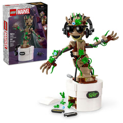 LEGO Groot frontal en maceta mostrando diseño y fácil montaje