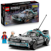 LEGO DeLorean frontal mostrando diseño auténtico y atractivo de exhibición