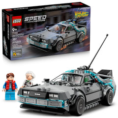 LEGO DeLorean frontal mostrando diseño auténtico y atractivo de exhibición