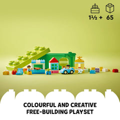 LEGO DUPLO piezas distribuidas mostrando variedad y colores vivos