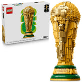 LEGO official FIFA World Cup trophy front view showing display-ready finish and collector appeal